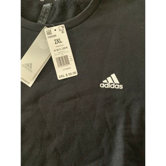 Adidas Primegreen Women's Fleece Loose Cropped 3-Stripes Sweatshirt 2XL Black - Picture 8 of 10